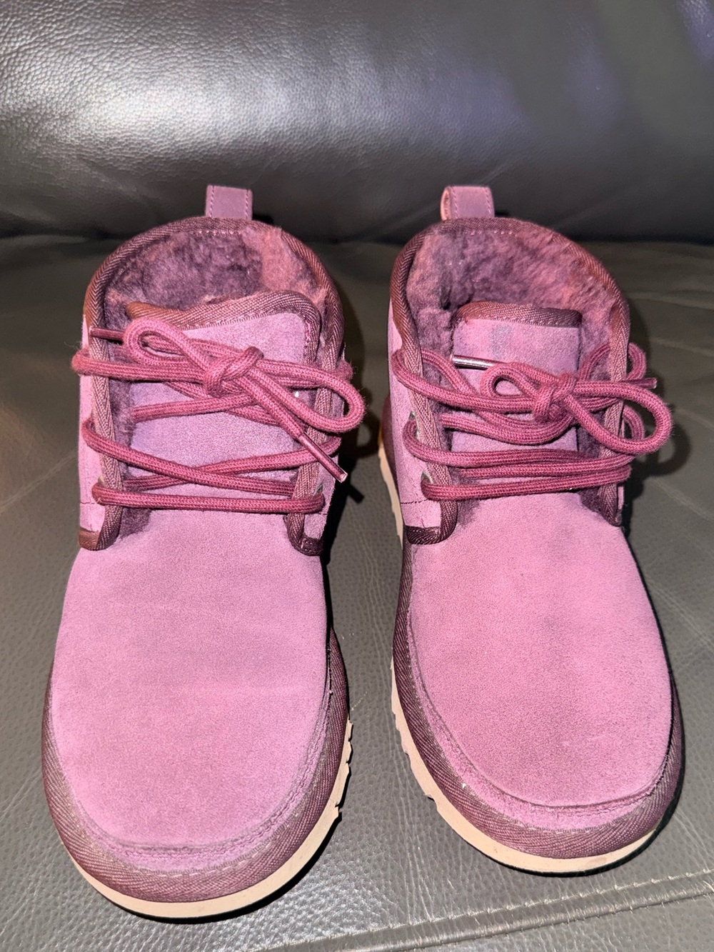 UGG Women's Suede Lace-Up Ankle Boots in Mauve Pink